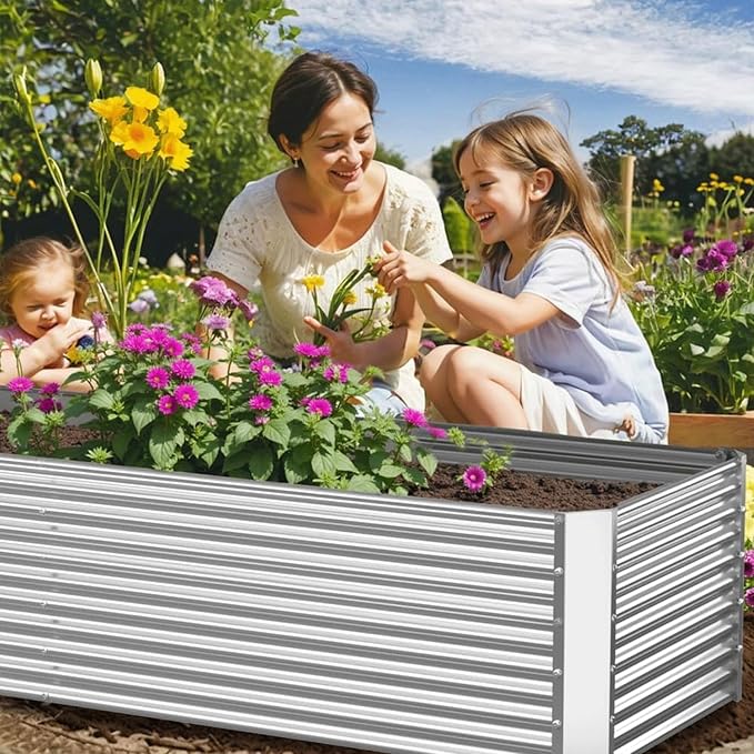 2 Pack 6x3FT Tall Galvanized Raised Garden Bed Outdoor,Metal Garden Bed for Vegetables,Steel Raised Beds for Gardening,Above Ground Garden Box for Flower-H2M-HomvellaHome