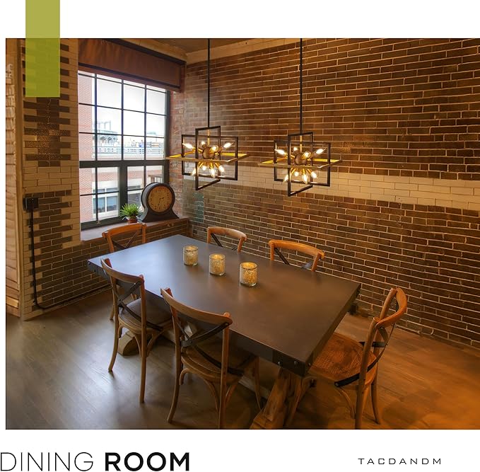 15.8'' Black Gold 8-Light Sputnik Chandelier Modern Industrial Adjustable Hanging Geometric Pendant Light Fixture for Entryway Foyer Stairway Hallway Bedroom Living Room Kitchen Island-HomvellaHome