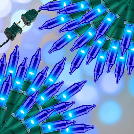 100LIGHTS BLUE Extra-Bright With End Connectors Christmas Decorative Lights 5.98m UL Certified Mini String Light Set Waterproof for Home Garden Holiday Christmas Tree Party Patio Decor Wedding-HomvellaHome