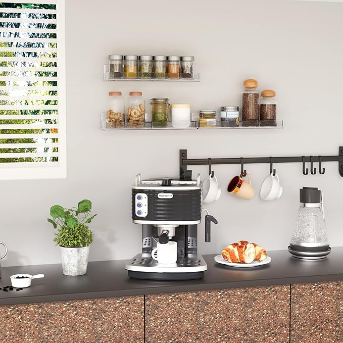 15 Inch Acrylic Spice Rack Wall Organizer Set of 3, Clear Acrylic Wall Shelf for Home Organizer, Floating Shelf for Bottle Display, Jars, Spice, Wine, Books, Toiletries-HomvellaHome