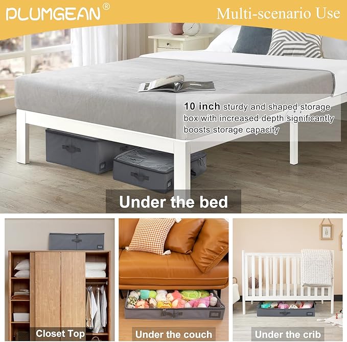 10-Inch Under Bed Organizer, Large Under Bed Storage Container, Underbed Storage Box for Seasonal Clothing, Sweaters, Shoes, Blankets, Wrapping Paper, Sheets & Toys, Yarn 33" L×17" W×10" H-HomvellaHome