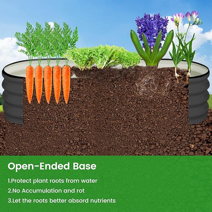 2 Pcs 4.5x2x2ft Oval Raised Garden Bed, Galvanized Raised Beds,Open-Ended Base Metal Raised Planter Beds,Garden Bed Outdoor,Planter Raised Boxes for Vegetables, Flowers,Tool-Free Asse,Gray-HomvellaHome