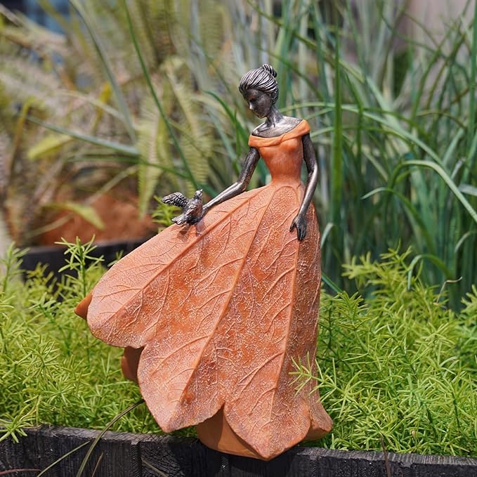 Guichifun Fairy Statue Collection Home Decoration - Orange Leaf Angel Girls Resin Fall Decor for Outside or Inside Rustic Garden Outdoor Yard Decorations Figurines Gift 8.5 x 5.25 x 12 Inch-HomvellaHome