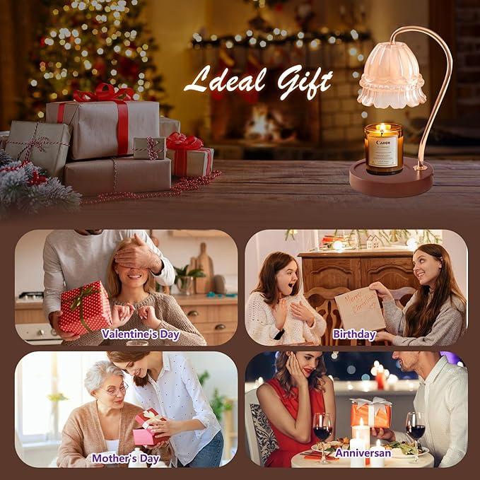 GEEZO Fragrance Candle Warmer Lamp，Electric Candle Warmer with Timer & Dimmer，Mom Christmas Birthday Gifts for Women, House Warming Gifts New Home Bedroom Decor-HomvellaHome