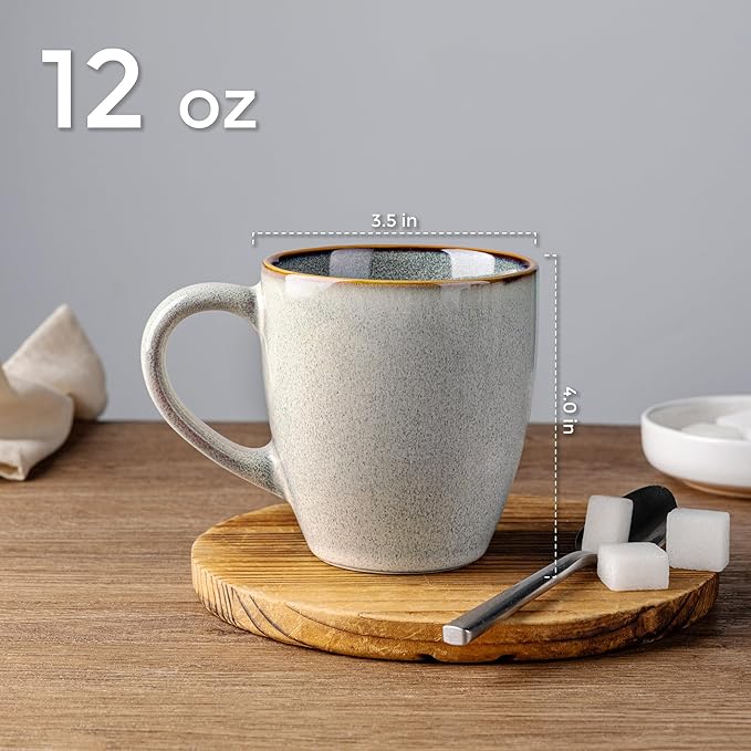 GBHOME Ceramic Coffee Mugs Set of 4, 12oz Stoneware Coffee Mugs Set For Dad Mom Women MEN, Light Weight Coffee Cups for Latte/Tea/Beer/Hot Cocoa, Dishwasher & Microwave Safe-HomvellaHome