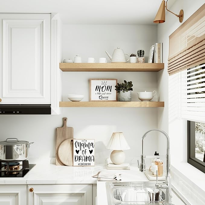 10 inches Deep Floating Shelves 36 inch Long, Single Wall Shelves Heavy Duty 70 lbs for Bedroom, Bathroom, Living Room, Kitchen, Office, Modern Shelf Home Decor, Set of 1, Oak-HomvellaHome