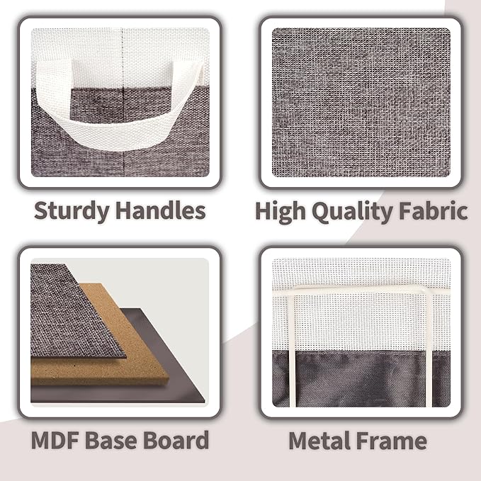 GRANNY SAYS Storage Baskets for Shelves, Closet Organizer Bins, Clothes Storage Bins with Metal Frame, Extra Large Baskets for Organizing and Storage, Collapsible, Gray&White, 2-Pack-HomvellaHome