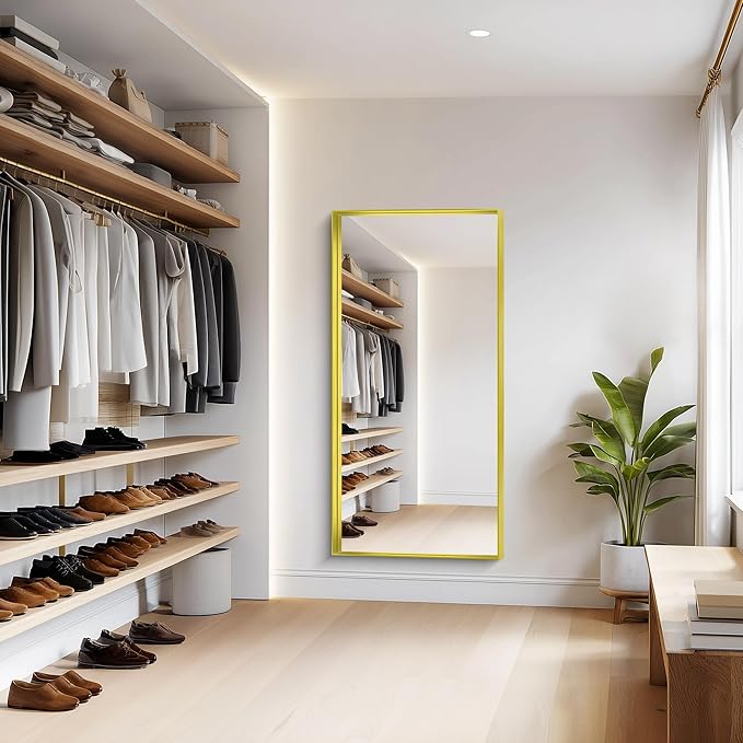 Gold Bathroom Mirror, 30x60 Inch Rectangular Deep Frame Mirror, Large Wall Mounted Bathroom Vanity Mirror Over Sink for Bedroom,Restroom, Living Room, Hangs Vertically or Horizontally-HomvellaHome