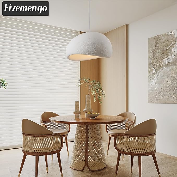 15.7in Wabi Sabi Pendant Lights Kitchen Island Lighting Fixture Ceiling Mount White Modern Japanese Lamp Japandi Chandelier for Dining Living Room Hallway Bedroom Restaurant Hanging Lamp-HomvellaHome