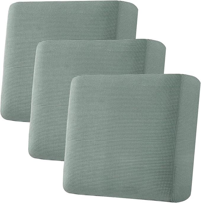 H.VERSAILTEX Super Stretch Individual Seat Cushion Covers - Sofa & Couch Cushion Slipcover Sets - Thick Jacquard Textured Twill Fabric (3 Piece XL, Sage)-HomvellaHome