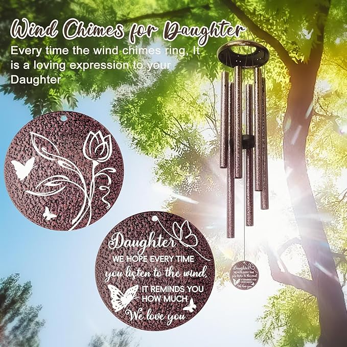 Gifts for Daughter, 25''Wind Chimes, Birthday Gifts for Daughter Adult,Unique Gift for Grown Daughters,Thanksgiving,Christmas Day Gift Ideas for Love Rreminder.-HomvellaHome