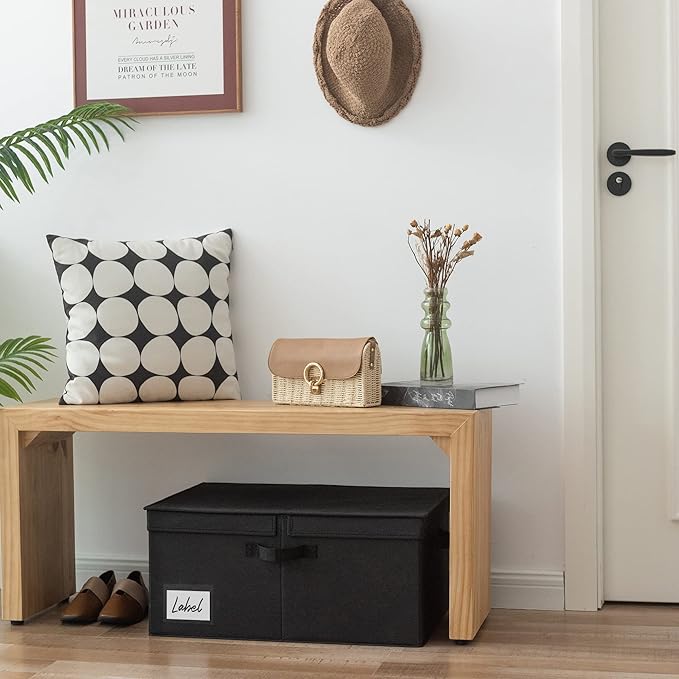 GRANNY SAYS Fabric Storage Bin with Lid, Linen Closet Organizers and Storage Baskets, Large Storage Box, Clothes Bins for Closet Organizing, Jumbo, Black, 1-Pack-HomvellaHome