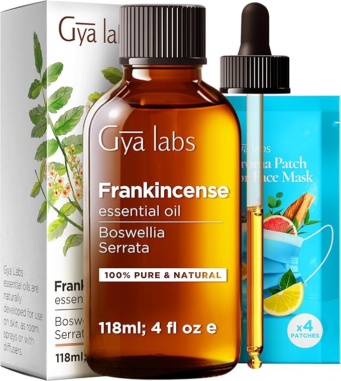 Gya Labs Frankincense Essential Oil - Huge 4 Fl Oz - 100% Pure Natural Frankincense Oil for Skin, Face, Body, Massages - Premium Grade for Wellness, Comfort & Candle Making Scent-HomvellaHome