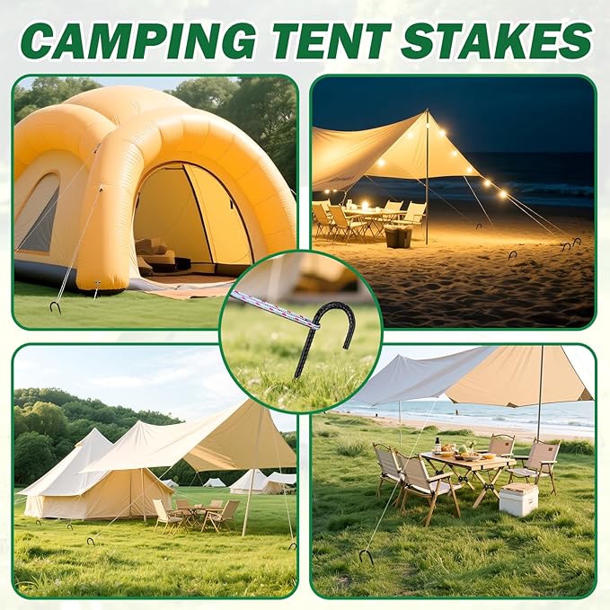 16 Inch Ground Stakes Heavy Duty,8 Pack Metal Fence Stakes for Ground for Wire Fencing,Heavy Duty Long Tent Stakes for Trampolines Camping Canopies and Swing Set-HomvellaHome