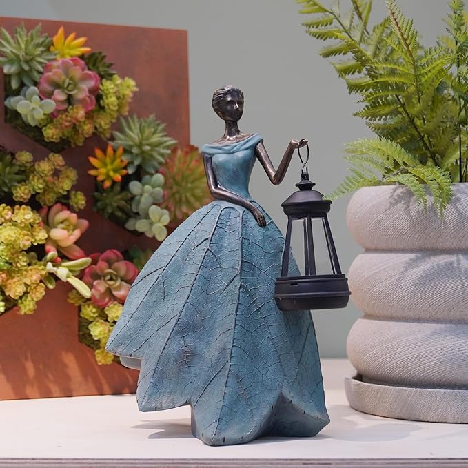 Guichifun Fairy Statues Solar Outdoor Lights - Resin Garden Figurines Decorations for Patio Yard Lawn Decor Housewarming Gardening Gifts for Women Mom 7.4 x 5.3 x 12 Inch-HomvellaHome