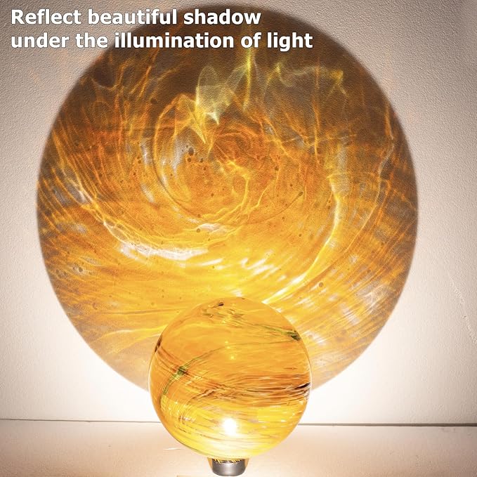 10 Inch Glass Gazing Ball, with 9.4" Tall Metal Gazing Globe Stand, Glass Balls Display Holder Set for Outdoor Garden Lawn Yard Decoration, Sunset Sky-HomvellaHome