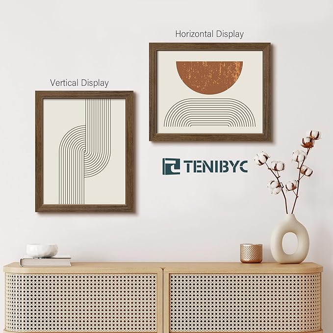 11x14 Picture Frame Set - 3 Pack, Brown Woodgrain, Wood Photo Frame, HD Tempered Glass, Wall Gallery Photo Frame-HomvellaHome