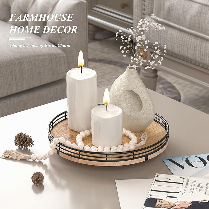 10" Lazy Susan Oak Wood Turntable Organizer for Cabinet, Round Wooden Farmhouse Lazy Susan Organization and Storage for Dining Table, Pantry, Kitchen, Countertop, Cupboard,Home Decor-HomvellaHome