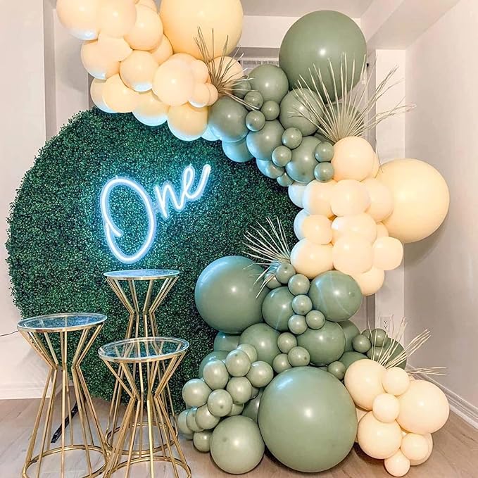 130pcs Sage Green Balloons Different Sizes 18" 12" 10" 5" Olive Green Balloons for Birthday Graduation Baby Shower Wedding Anniversary New Year Party Decorations-HomvellaHome