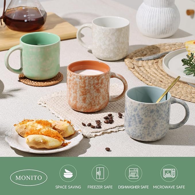 12 OZ Coffee Mugs Set of 4, Modern Ceramic Coffee Mugs Set with handle for Tea/Latte/Cappuccino/Milk/Cocoa.-HomvellaHome