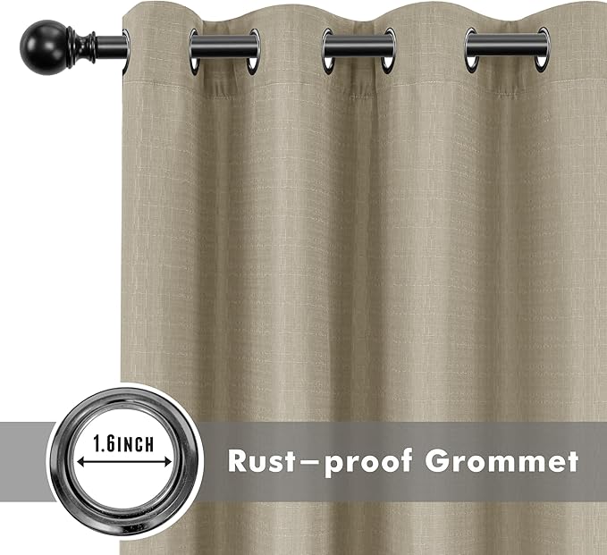 HolidayIdeas Linen Outdoor Curtains for Patio 4 Panels Waterproof Taupe Outside Curtains 110"x108"-Indoor/Outdoor Gazebo Wide Curtains Weatherproof, Privacy for Pergola, Porch, Cabana, Pool-HomvellaHome