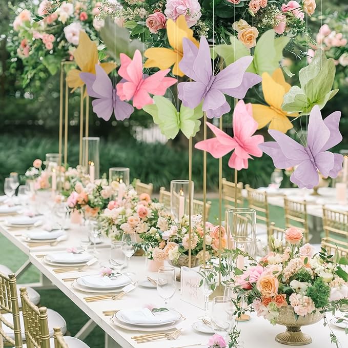 SUNBEAUTY Butterfly Party Decorations, 3D Paper Butterfly Decoration, Hanging Paper Butterfly for Baby Shower Decorations Girls, Women, Paper Flowers for Wall Decoration, Set of 4-HomvellaHome