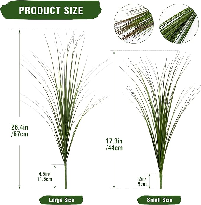 12PCS Fake Plants Artificial Wheat Grass Greenery Plastic Plants Fake Grass Artificial Plants for Outdoor Decor Artificial Grass Plant with Greenery Stems for Indoor Home Decoration 26.4"-HomvellaHome