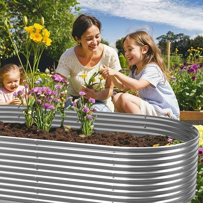 2 Pack 8x2FT Tall Galvanized Raised Garden Bed Outdoor,Metal Garden Bed for Vegetables,Steel Raised Beds for Gardening,Above Ground Garden Box for Flower-DW5-HomvellaHome