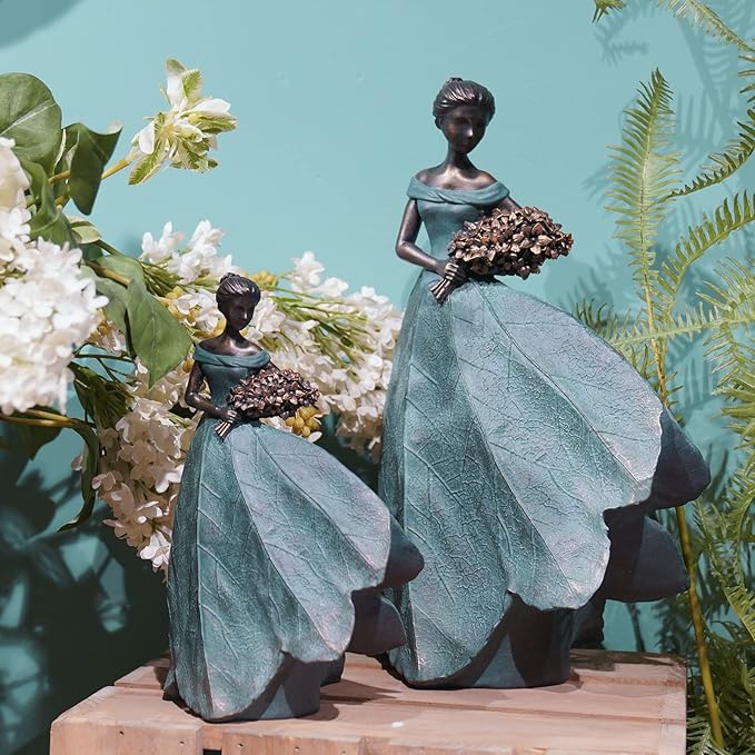 Guichifun Fairy Statue Collection Home Decoration - Leaf Angel Girls Resin Home Garden Patio Decor Memorial Gift for Mom Outside or Inside Outdoor Yard Decorations Figurines 7.5 x 4.5 x 11.5 Inch-HomvellaHome