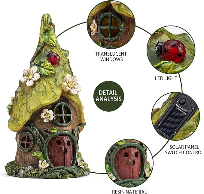 Garden Decor Outdoor Solar Statues, 9.4Inch Resin Fairy Garden Solar Lights Birthday Gifts for Women Yard Decorations, Gardening Gifts for Patio, Balcony, Porch Decor-HomvellaHome