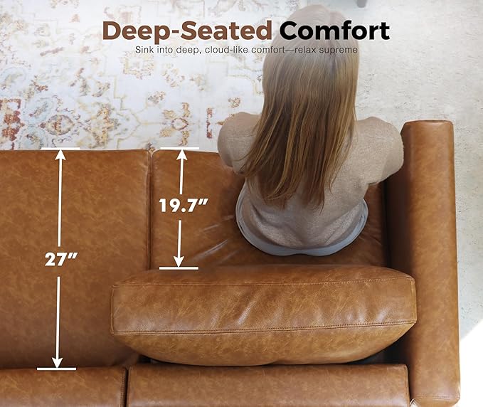 118.5" Faux Leather Modular Sectional Sofa, U Shaped Couch Set for Living Room, Large 8-Seater Comfy Cloud Couches with Storage Seat DIY Combination - Brown-HomvellaHome