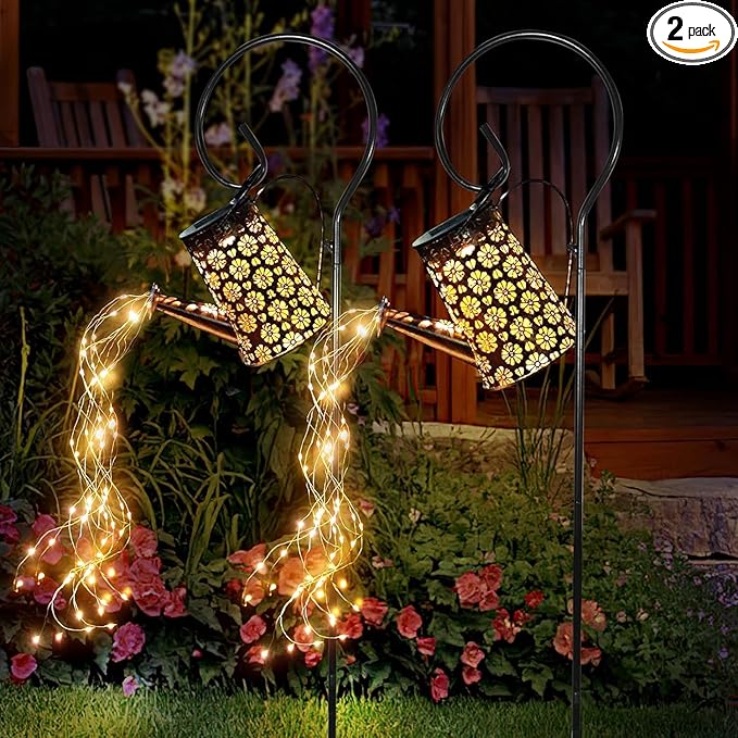 2 Pack Solar Watering Can with Lights,Solar Outdoor Garden Decor Waterproof Hanging Lantern Landscape Lights Outside Decorations for Yard Lawn Patio Gardening Gifts.-HomvellaHome