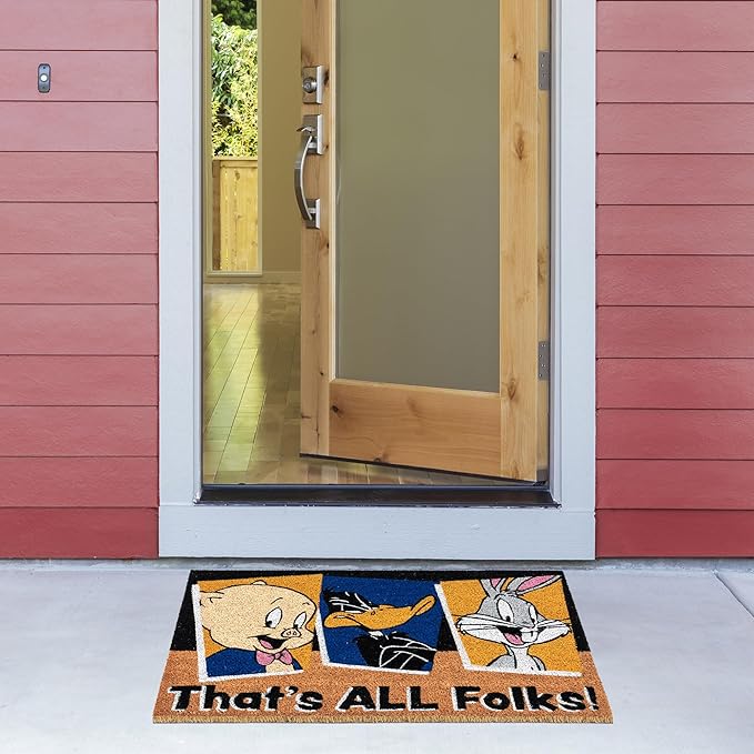 Gertmenian Looney Tunes Coir Doormat - 2x3 Welcome Mat (2-Pack), Ideal for High Traffic Areas in Front Door, Garage, Entryway - Warner Bros. Doc/Folks, 80029-HomvellaHome