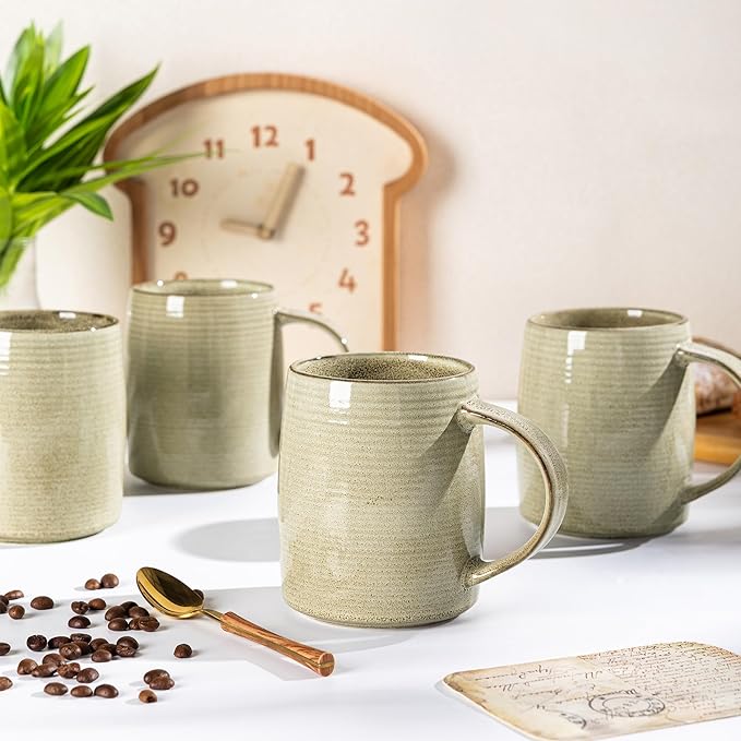 GBHOME Large Coffee Mugs Set of 4, 18oz Handmade Ceramic Coffee Mugs Set with Gradient color for Latte/Tea/Beer/Hot Cocoa, Dishwasher & Microwave Safe, Cappuccino-HomvellaHome