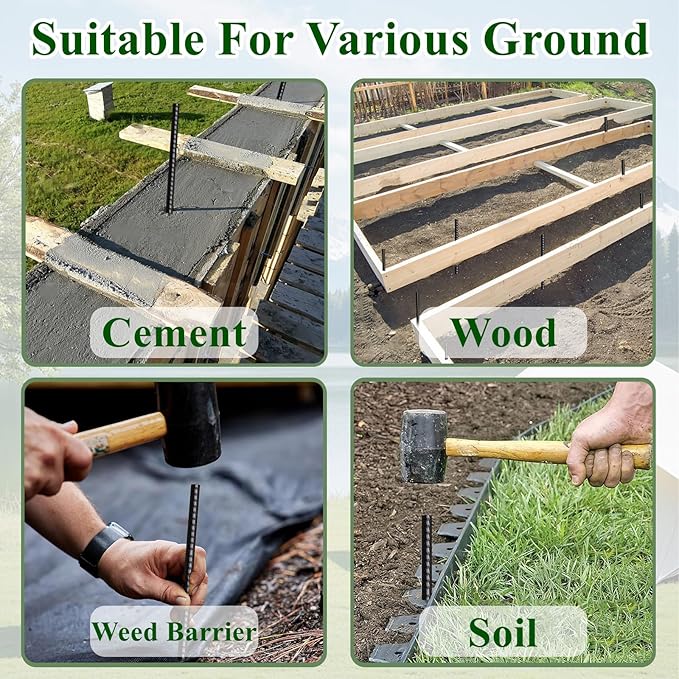 16 Inch Rebar Stakes 30 Pack Heavy Duty Ground Anchors with Chisel Point End Long Straight Steel Tent Stakes 3/8" Thickness Metal Spikes Black Coated for Concrete Timber Camping Garden Plant-HomvellaHome