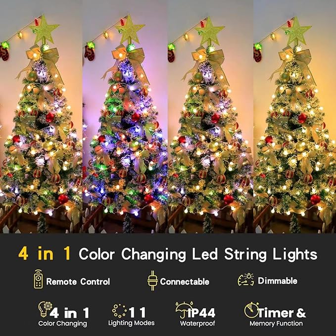 Globe String Lights,Multicolor 116 Feet 200 led 11 Lighting Modes Fairy String Lights with Remote,Waterproof Mini Globe Lights Decorn for Indoor Outdoor Party Wedding Christmas Tree Garden-HomvellaHome