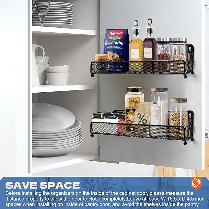 2 pack spice rack organizer for wall mounted or countertop, Jars Storage Organizer, Cabinet Holder, kitchen metal spice seasoning storage for RVs, Cabinet, Pantry Doors, Bathroom, Shower, Home Decor-HomvellaHome