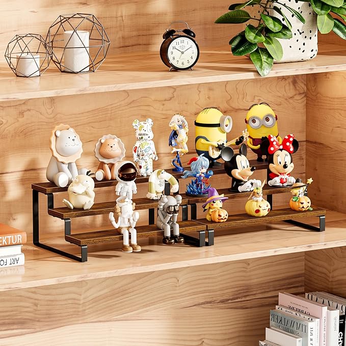 Giikin 3-Tier Spice Rack, 13.8 Inch Wood Countertop Spice Storage Holder, Kitchen Pantry Cabinet Organizer Cupboard for Spice Bottles, Jars, Seasonings, Baking Supplies, Metal Frame(Set of 2)-HomvellaHome