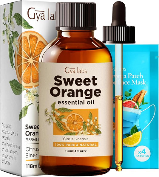 Gya Labs Orange Essential Oil for Diffuser & Skin - Huge 4 Fl Oz - 100% Pure Natural Sweet Orange Oil for Massage, Face, Cleaning & Candle Making Scent-HomvellaHome