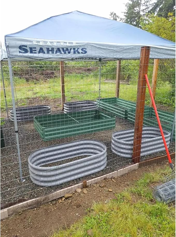 2 Pack 4x2x1FT Galvanized Raised Garden Bed Kit Oval Metal Ground Planter Box Outdoor Bottomless Planter Raised Beds for Vegetables Flowers Herbs Fruits, Green-HomvellaHome