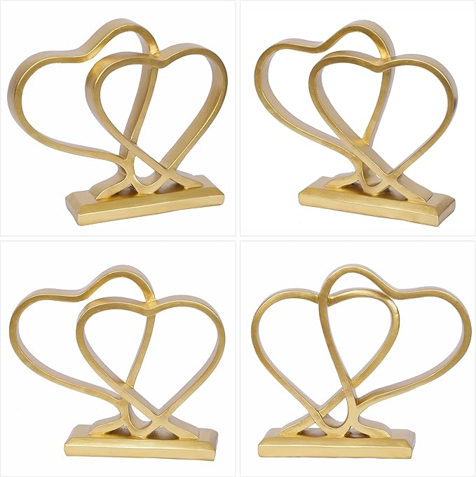Gold Heart Sculpture for Living Room Decor Heart Decoration Gift for Her and Him Love Wedding Anniversary Couples Gift Modern Heart Statue for Home Coffee Table Dining Table Centerpiece Birthday Gift-HomvellaHome