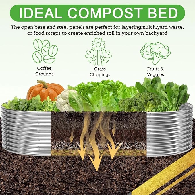 2 Pack Tall Galvanized Raised Garden Bed Outdoor,Metal Garden Bed for Vegetables,Steel Raised Beds for Gardening,Above Ground Garden Box for Flower-37x20 inch-4MV-HomvellaHome