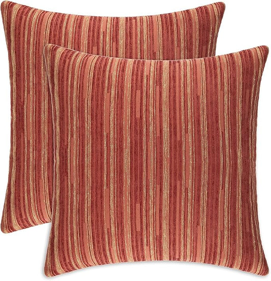 Yeiotsy Pillow Cases Bohemia, Pack of 2, Modern Striped Throw Pillow Covers Geometric Cushion Covers for Sofa Holiday Party Decoration (Red, 18 X 18 Inches)