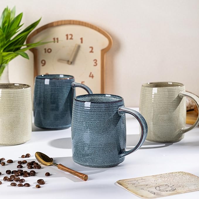 GBHOME Large Coffee Mugs Set of 4, 18oz Handmade Ceramic Coffee Mugs Set with Gradient color for Latte/Tea/Beer/Hot Cocoa, Dishwasher & Microwave Safe, Multi-Color-HomvellaHome