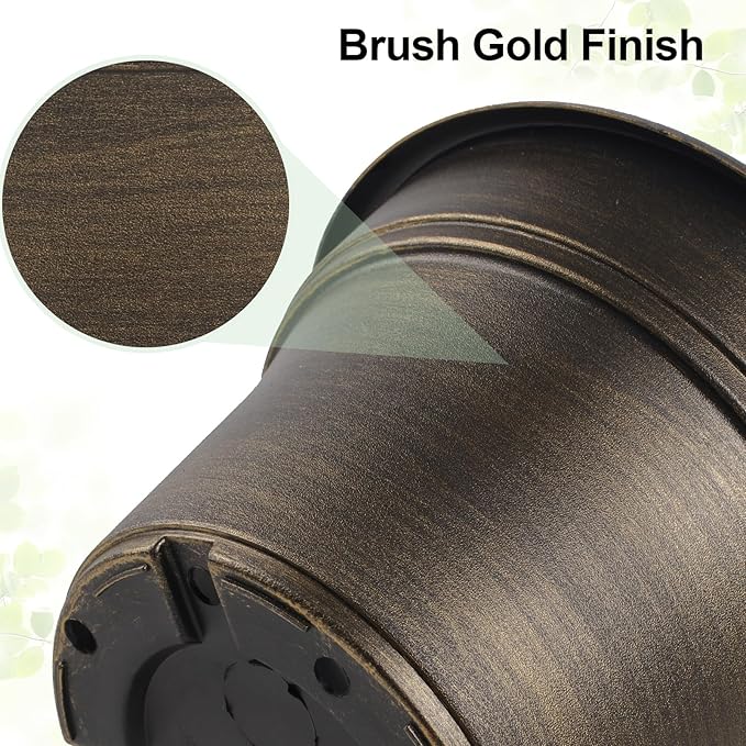 16 inch Plant Pots Outdoor Planters，4 Pack Large Plastic Flower Pot for Indoor Plants with Drainage Holes & Saucer, Resin Decorative Container Sets with Trays for House Outdoor Garden Plant Dark Gold-HomvellaHome