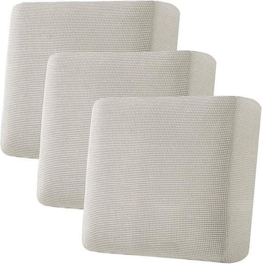H.VERSAILTEX Super Stretch Individual Seat Cushion Covers - Sofa & Couch Cushion Slipcover Sets - Thick Jacquard Textured Twill Fabric (3 Piece XL Sofa Cushion Covers, Island Fossi)-HomvellaHome
