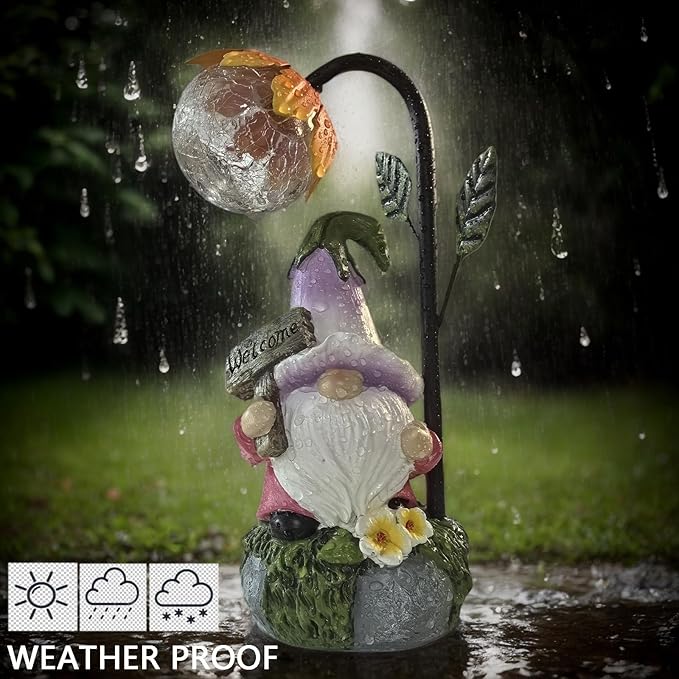 Garden Gnomes Outdoor Statue with Solar Lights Welcome Gnome Home Garden Decor Mom Gifts for Yard Patio Home Garden-HomvellaHome