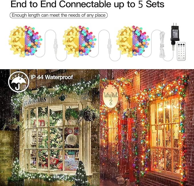 Globe String Lights,Multicolor 116 Feet 200 led 11 Lighting Modes Fairy String Lights with Remote,Waterproof Mini Globe Lights Decorn for Indoor Outdoor Party Wedding Christmas Tree Garden-HomvellaHome