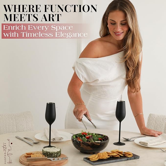 Gusto Nostro 8" Luxury Black Marble Decorative Bowl for Coffee Table - Elegant Decorative Fruit Bowl for Kitchen Counter - Heavy Stone Entryway Catch All for Keys, Potpourri Holder Centerpiece, Medium-HomvellaHome