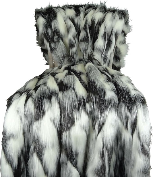 Gray Black White Faux Fur Oversized Blanket and Bedspread - Tibet Fox Fur - Gray Black White Luxury Faux Fur - Soft Faux Fur Blankets, Bedspreads and Throws, Handmade in USA, 16438-HomvellaHome